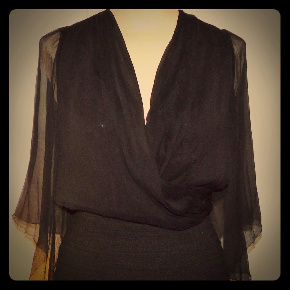 Catherine Malandrino Black Silk Blouse Size 8